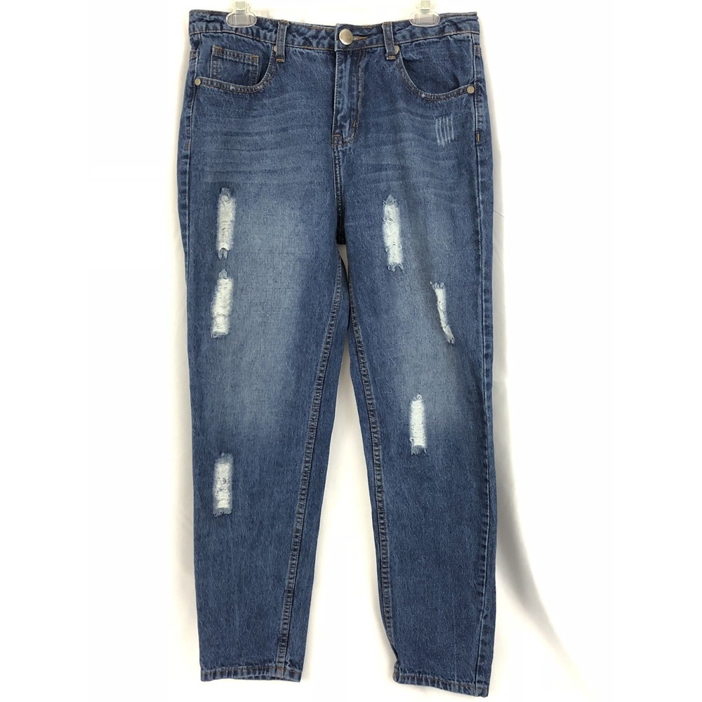 Angel Premium Jeans Womens Straight Leg Distressed Ripped Size 9‎ B63